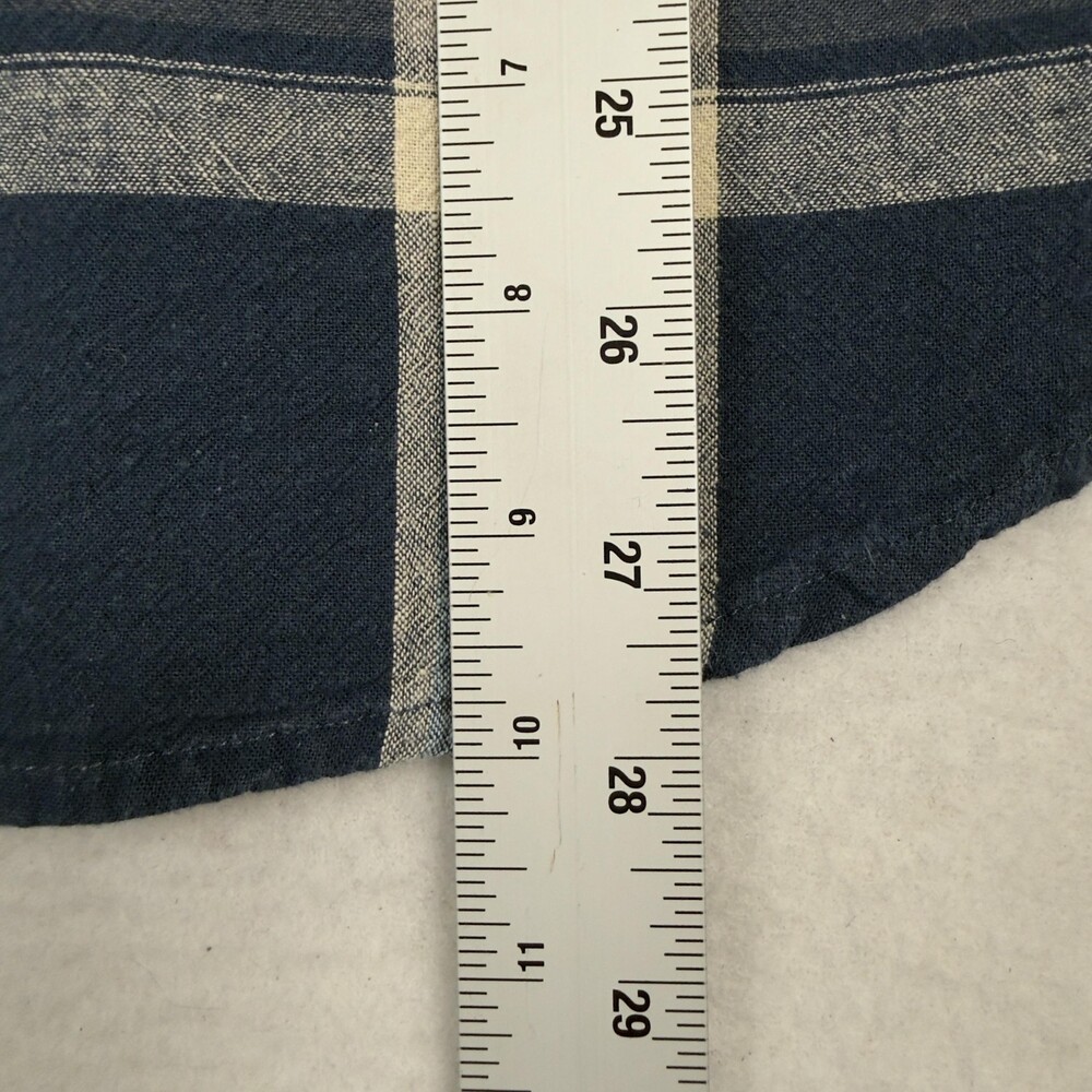 LAUREN RALPH LAUREN Patchwork Plaid Shirt Cotton Linen Button Front Blue Size M - Picture 8 of 13